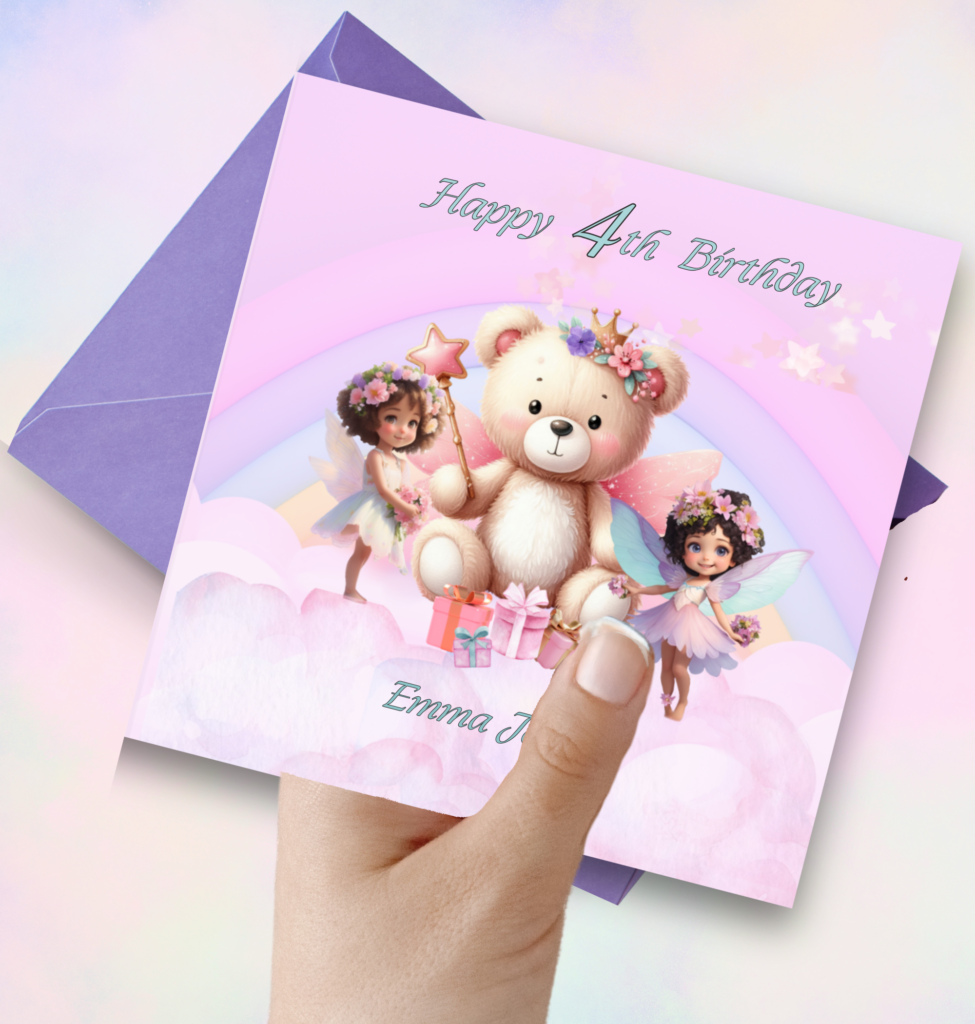 Printable 4th Birthday Card - Harmony Digitals