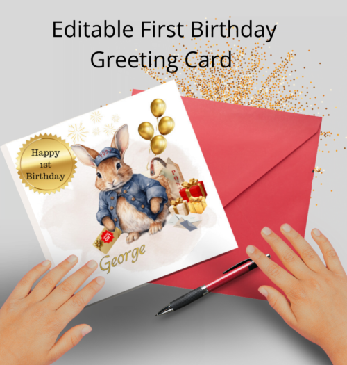 printable first birthday card