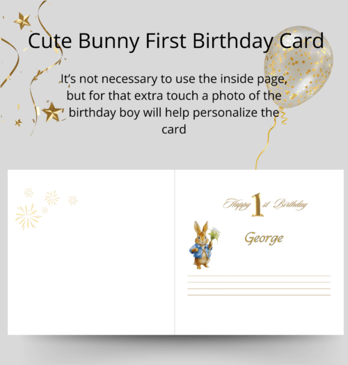 Editable & printable first birthday card