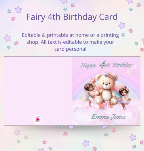 Printable 4th Birthday Card