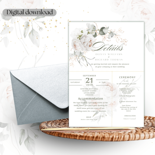 pink roses wedding bundle templates