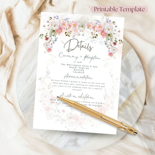 Floral Romance Wedding Invitation Template Set