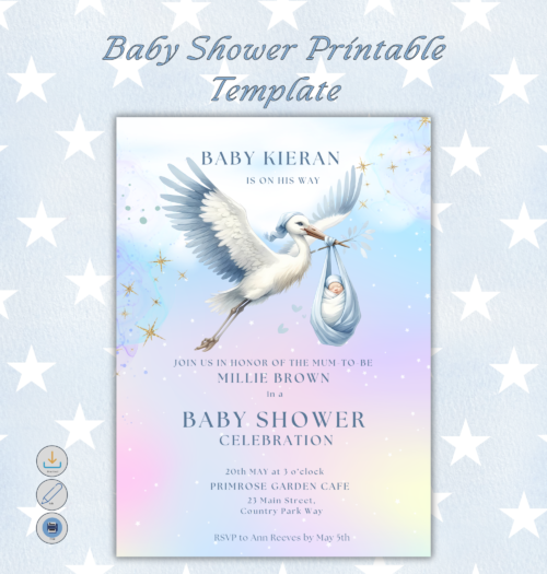 Watercolor Baby Shower Printable Invites