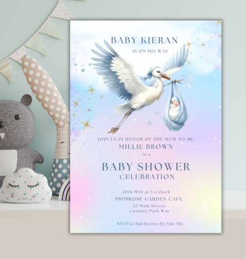 Watercolor Baby Shower Printable Invitations