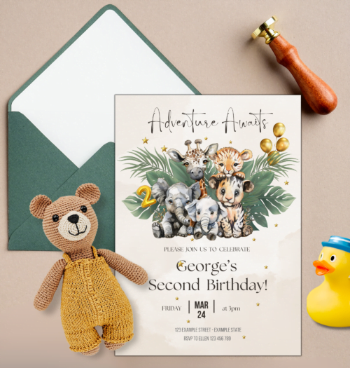 printable 2nd birthday party invitation template