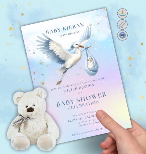 Watercolor Baby Shower Printable Invites