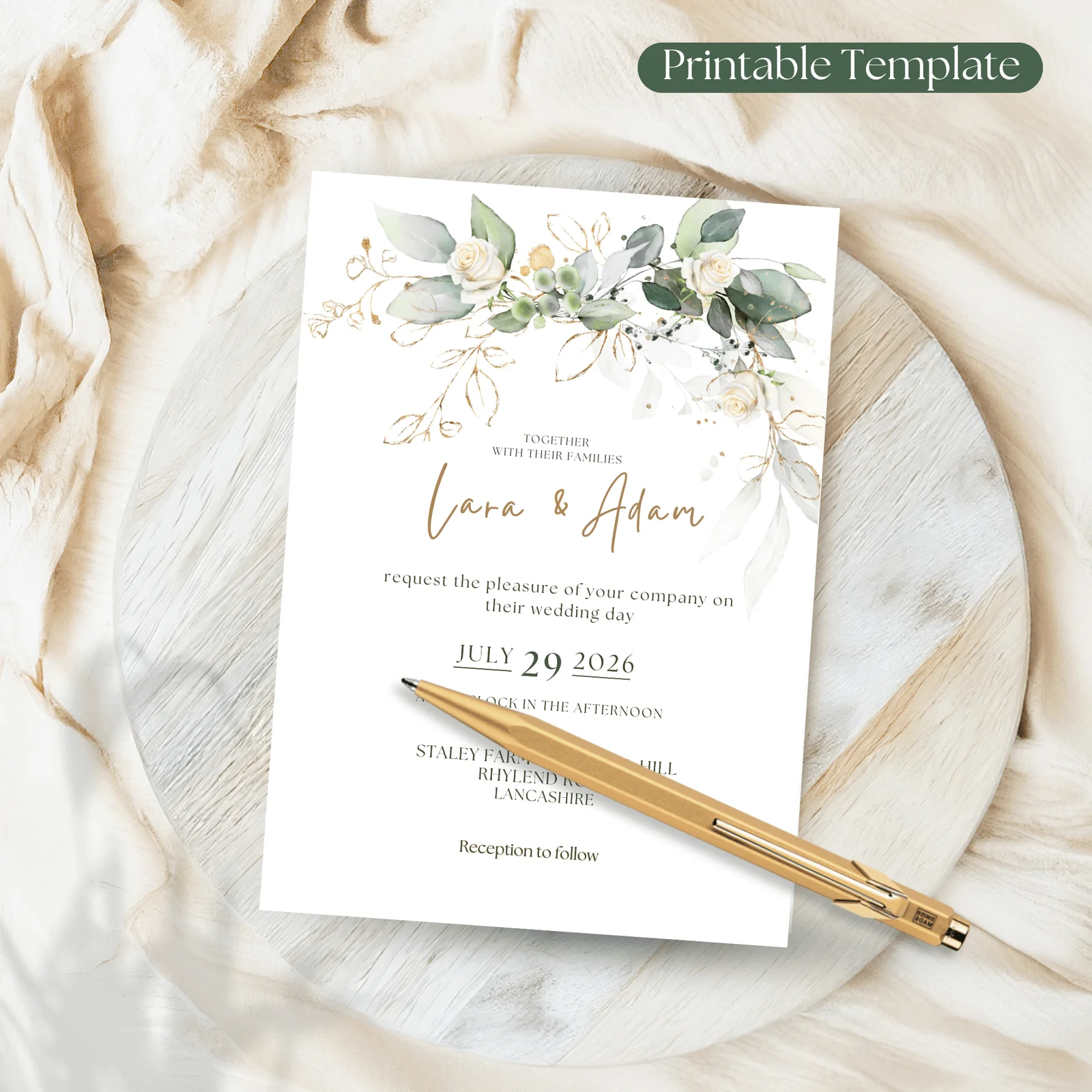 Editable Wedding Invitation Set