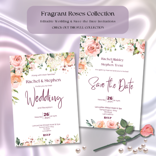 Printable rose-design Wedding Invitations