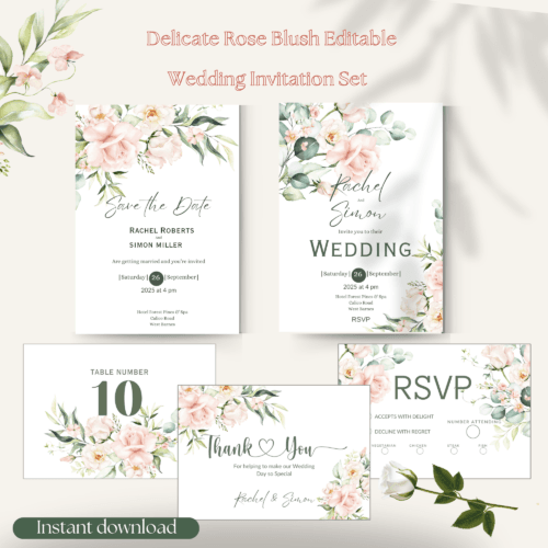 Wedding Stationery Printable Templates Set