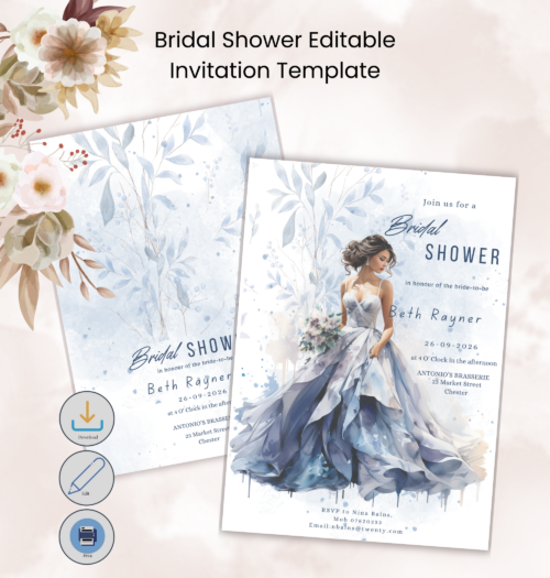 Bridal Shower Editable Invitation Templates