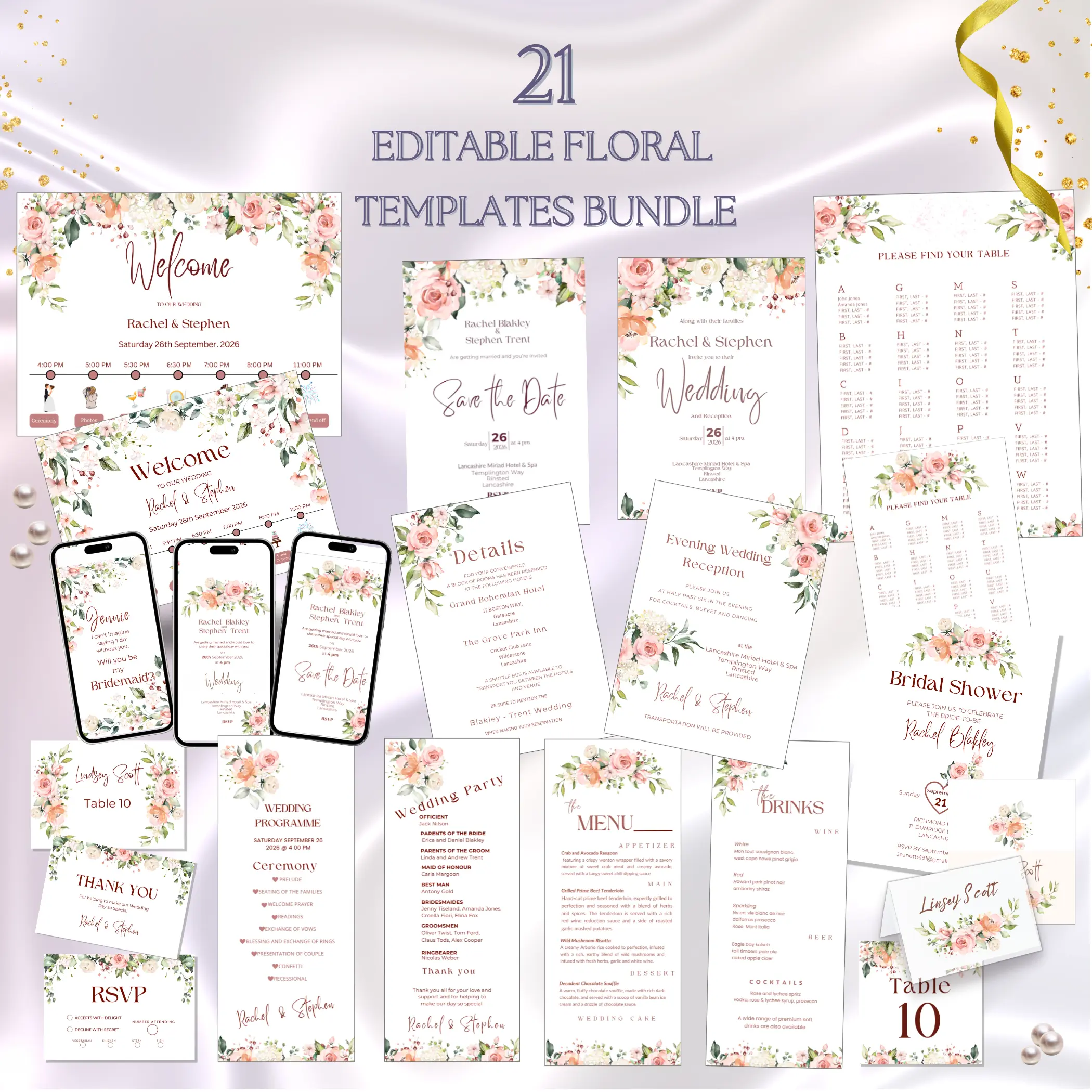 eDITABLE FLORAL TEMPLATE bUNDLE