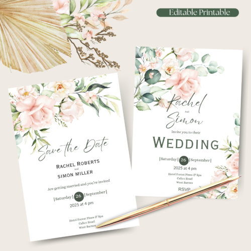 Wedding Stationery Printable Templates Set