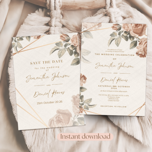 Printable Vintage Roses Wedding Set