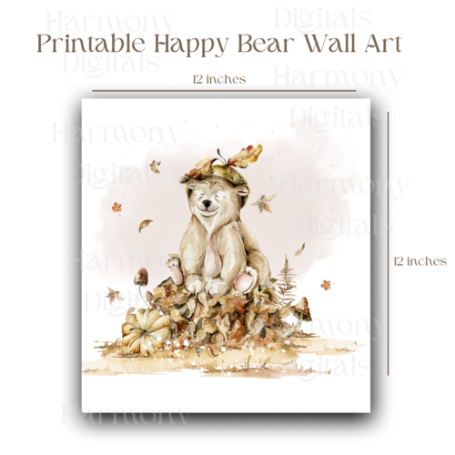 Printable Happy Bear Wall Art