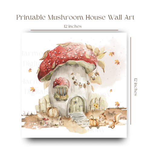 Printable Mushroom House Wall Art