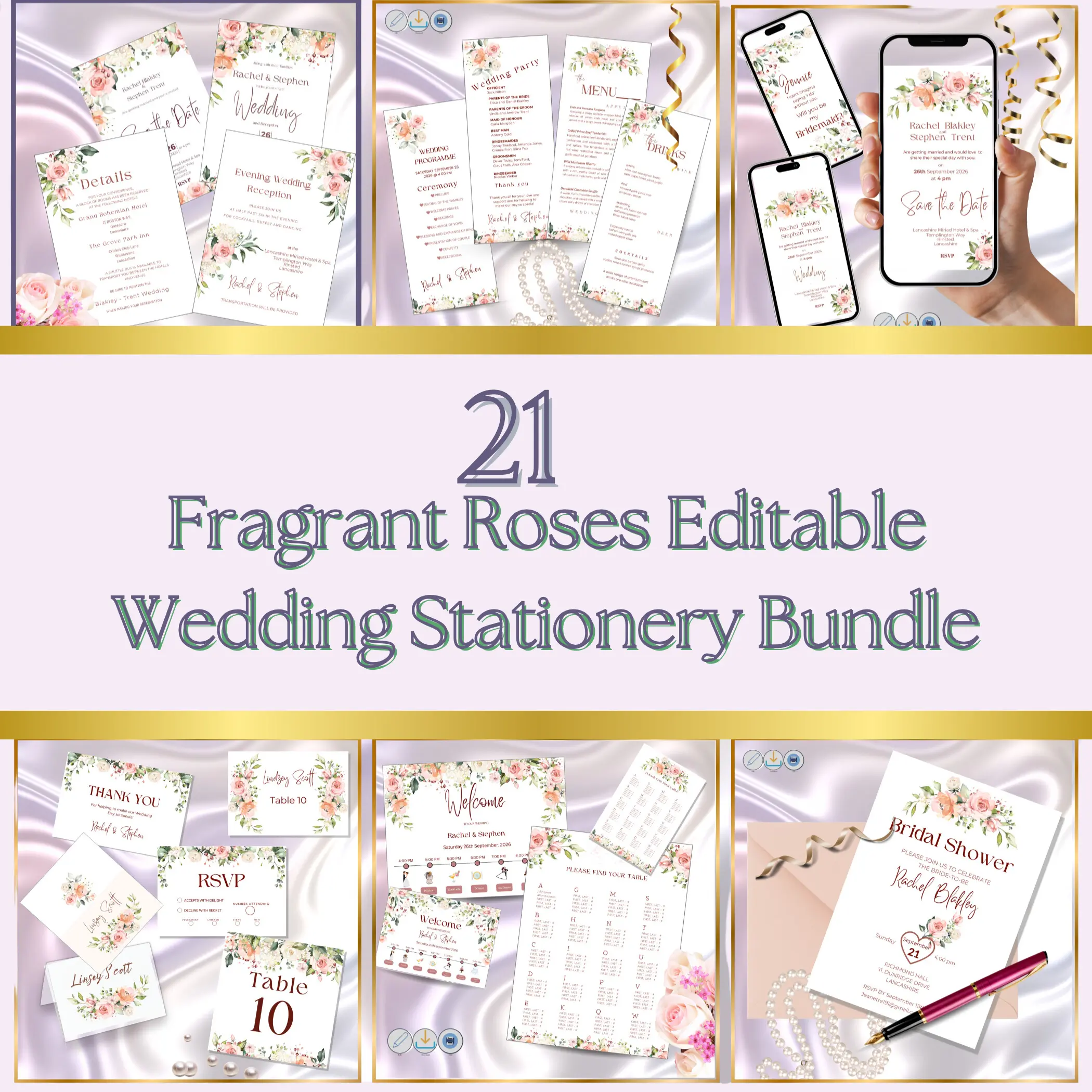 eDITABLE FLORAL TEMPLATE bUNDLE