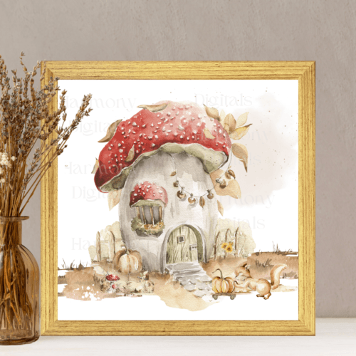 Printable Mushroom House Art work