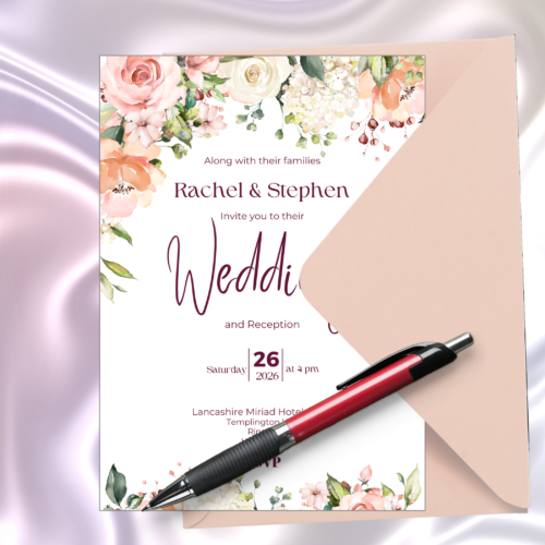 Printable rose-design Wedding Invitations