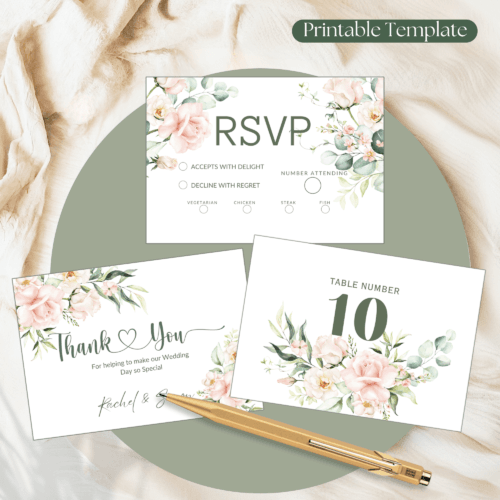 Wedding Stationery Printable Templates Set