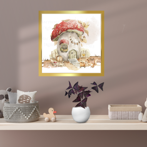 Printable Fantasy Mushroom House Wall Art