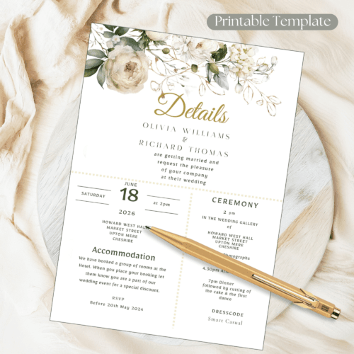 Peonies Printable Wedding Invitation Set