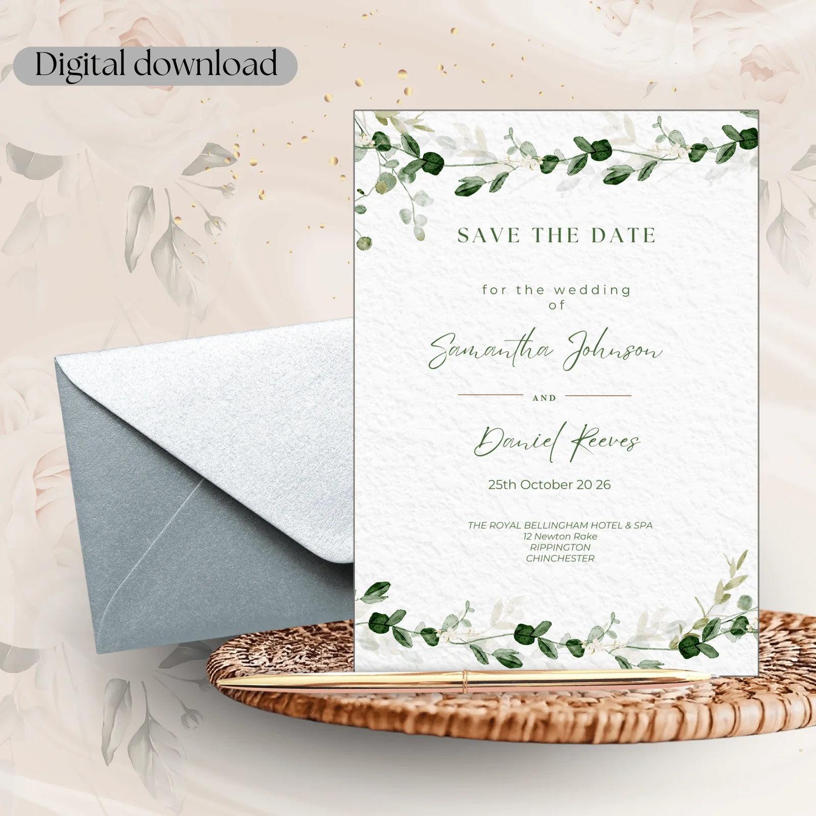 Botanical Wedding Invitation Template Set