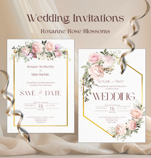 Editable Roxan Roses Wedding Invitation fil