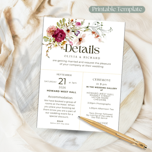 Details Wedding Stationery Editable Templates