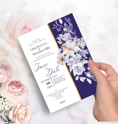 midnight blossoms editable wedding invitation