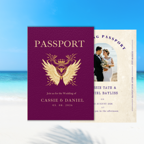 Destination Passport Editable Wedding Invitation