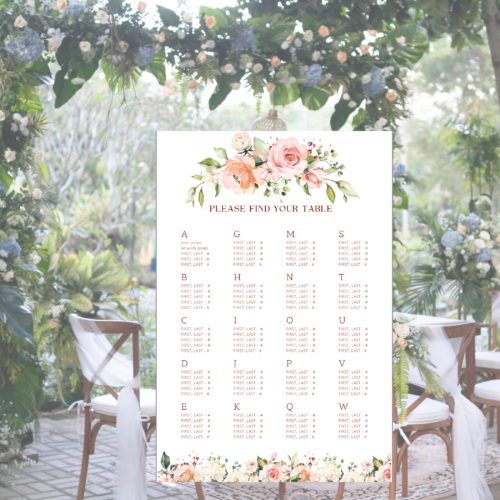 Editable Wedding Guest Seating Plans