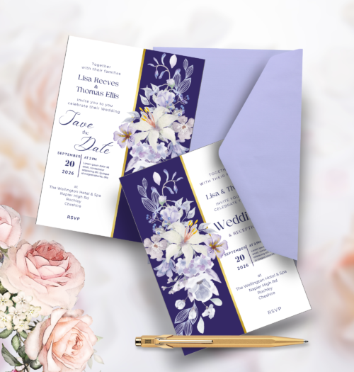 editable wedding invitation and Save the Date