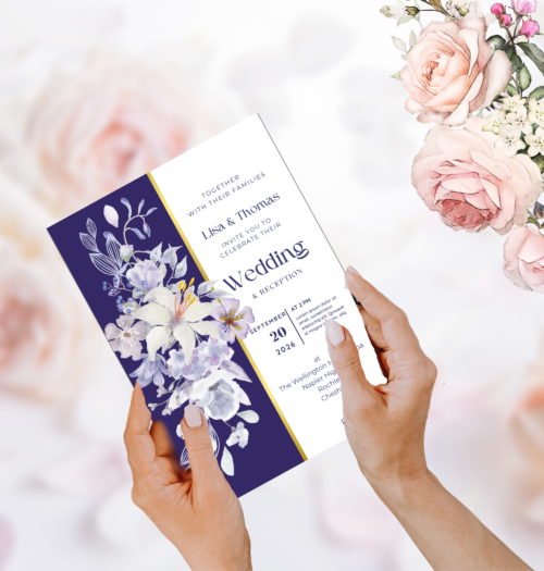 midnight blossoms editable wedding invitation