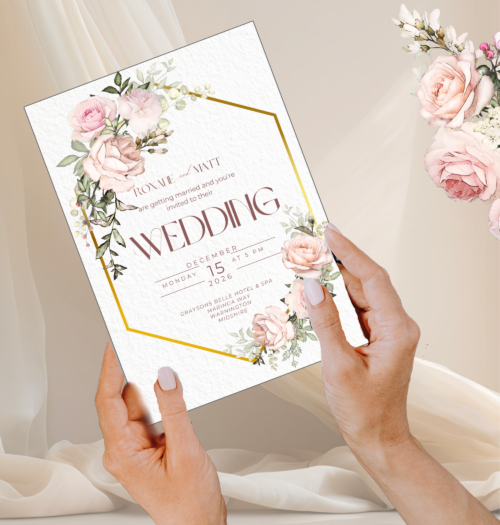 Editable Roxan Roses Wedding Invitation fil