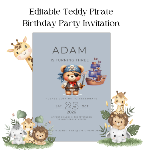 Editable Pirate Birthday Party Invitation