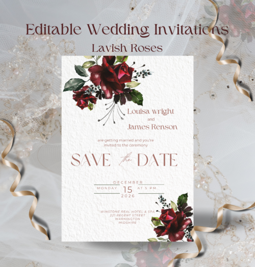 Roses Wedding Invitation template