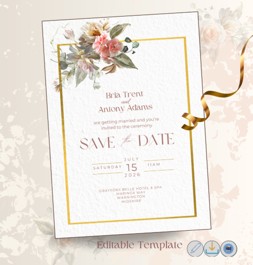 Editable Garden Bouquet Wedding Templates