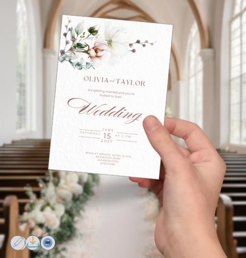 Printable Delicate Floral Wedding Invitation