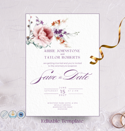 Editable Floral Dreams Wedding Templates