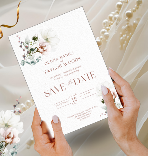 Editable Delicate Floral Wedding Invitation