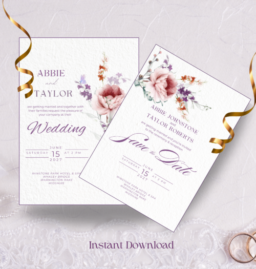 Editable Floral Dreams Wedding Templates