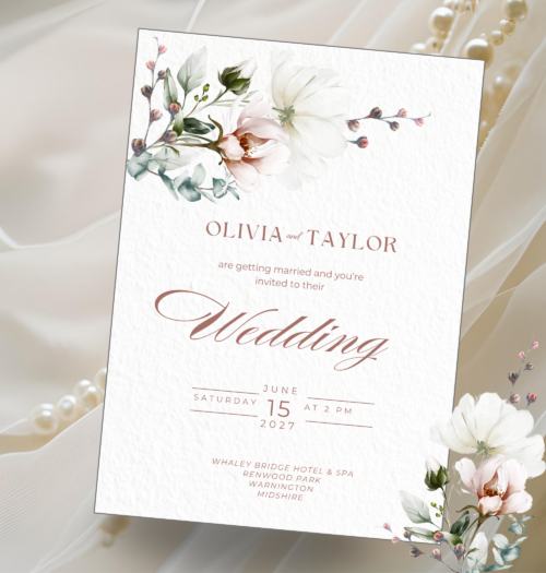 Editable Delicate Floral Wedding Invitation