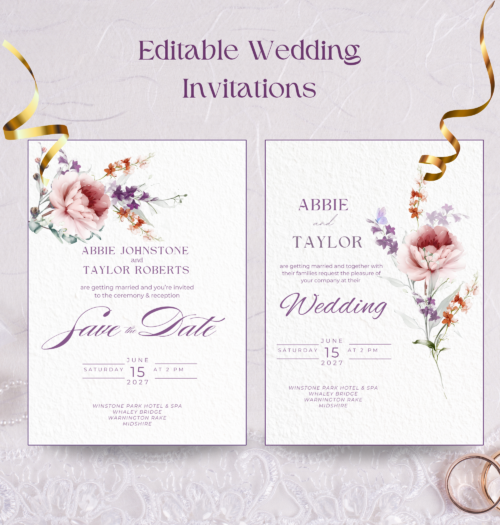 Editable Floral Dreams Wedding Templates