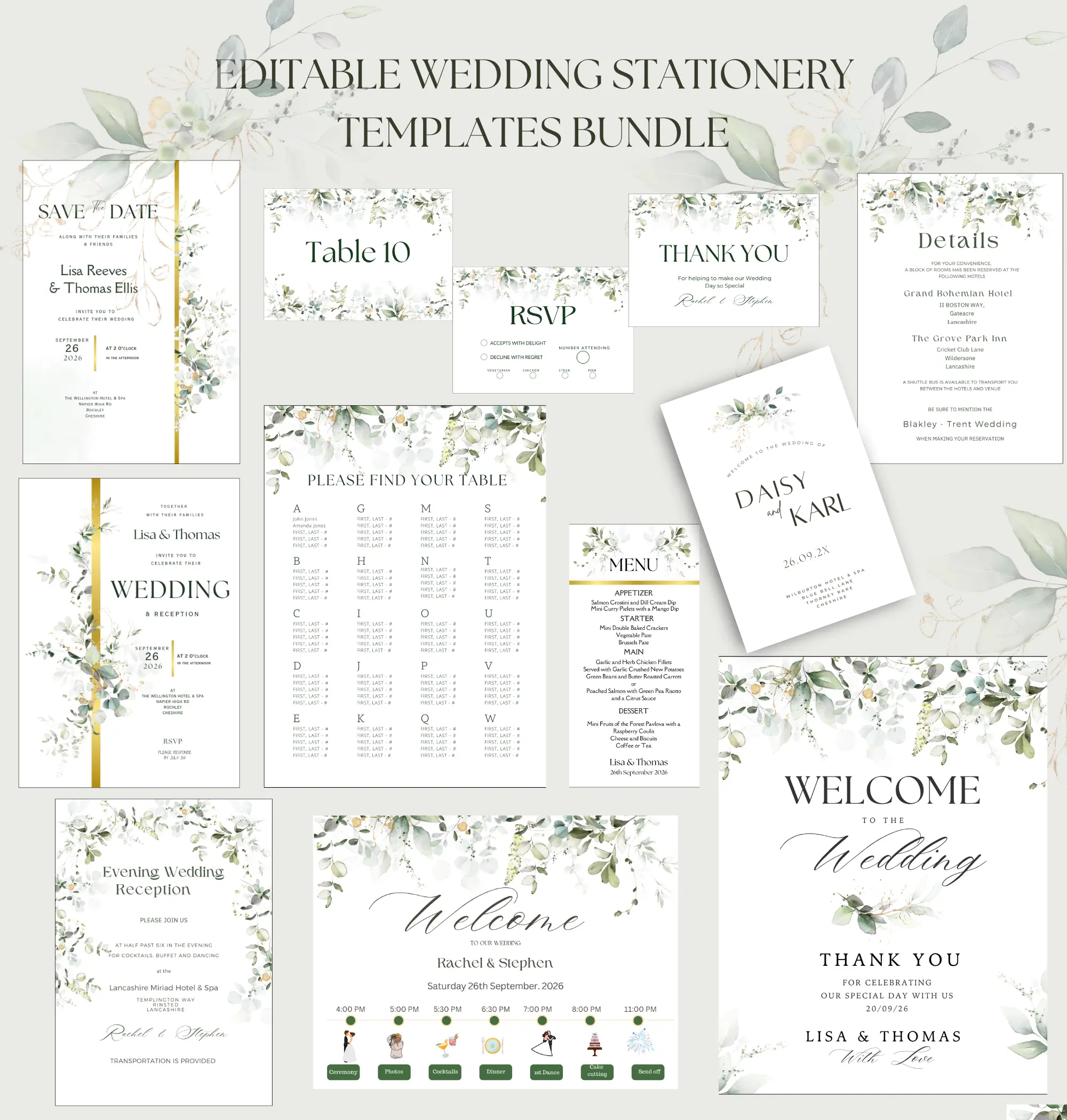 Editable Wedding Stationery Bundle