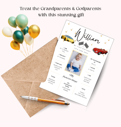 First Birthday Racing Car Poster