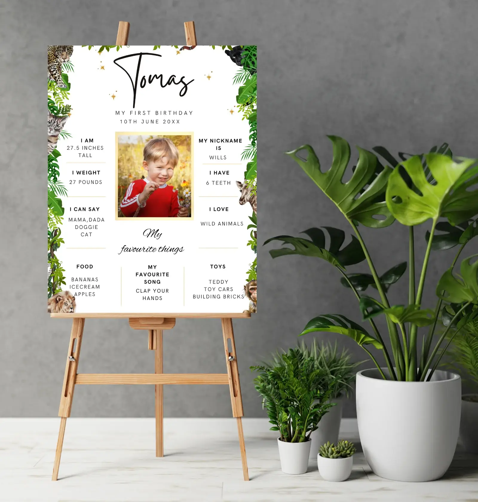 Jungle milestone editable poster