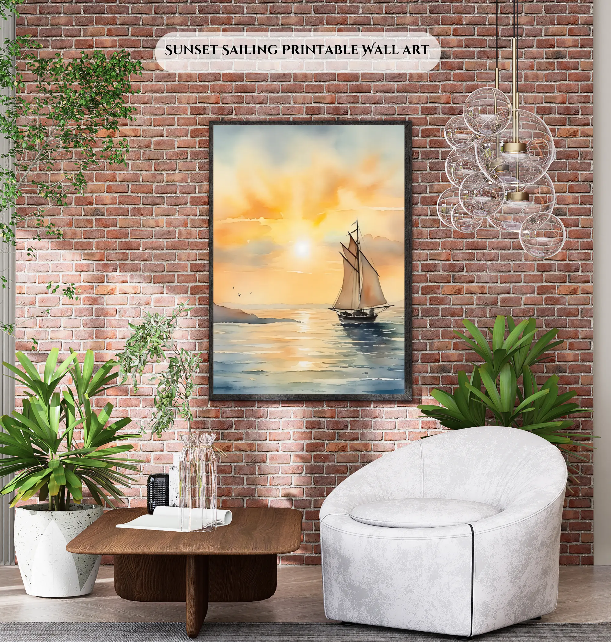 Sunset Sailing Printable Wall Art