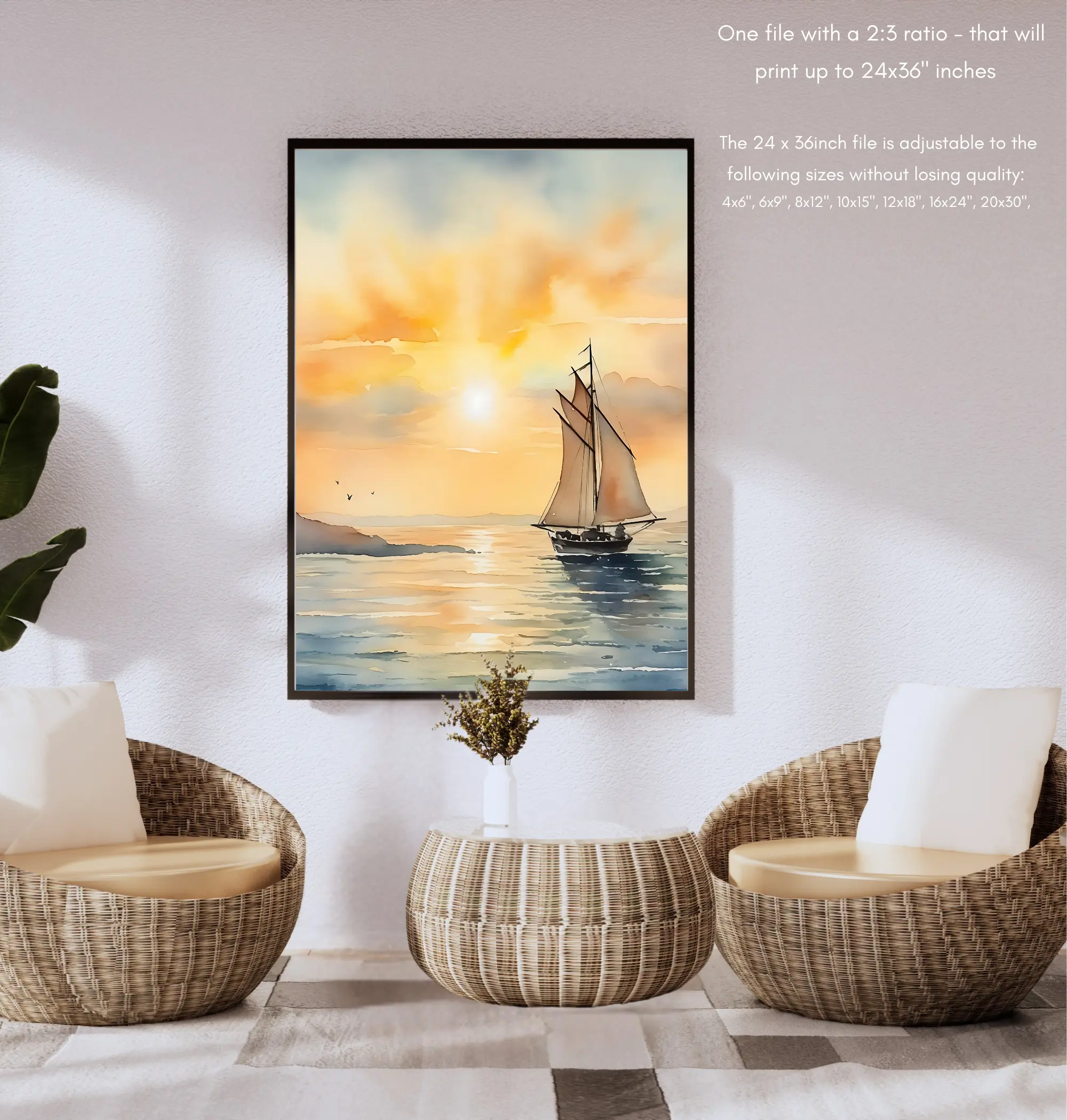 Sunset Sailing Printable Wall Art