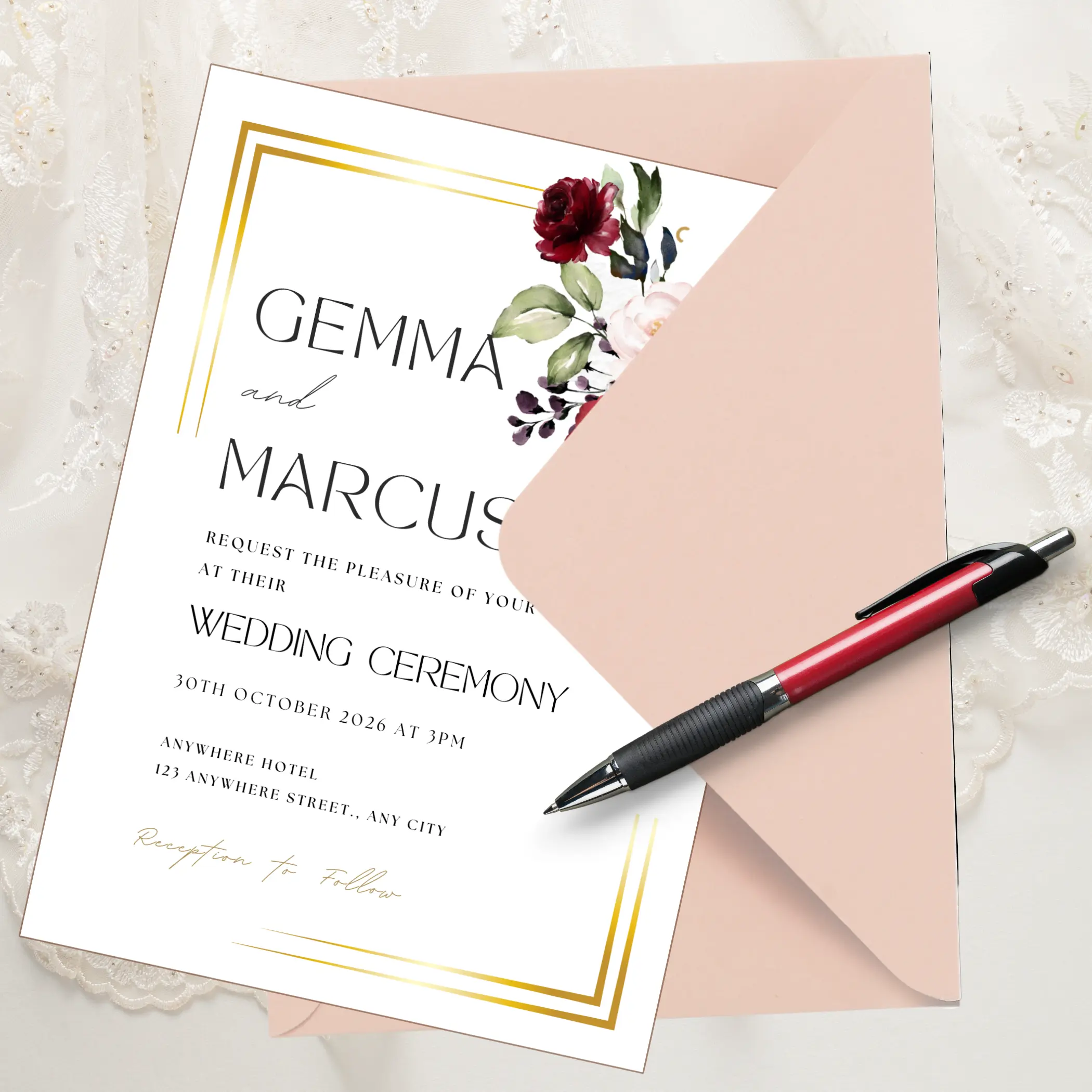 Romantic Editable Wedding Invitations