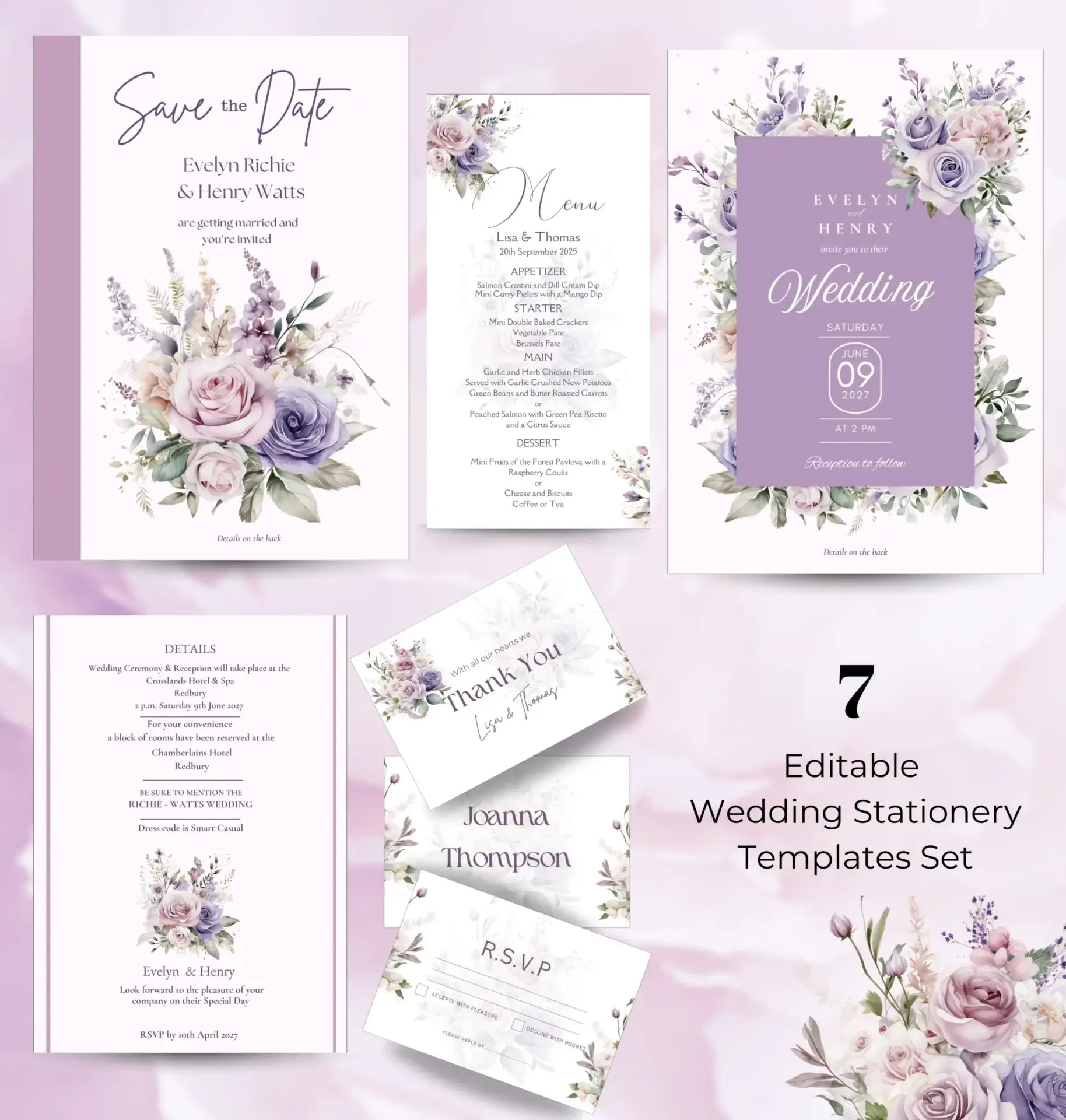 Small Bundle Editable Wedding Stationery